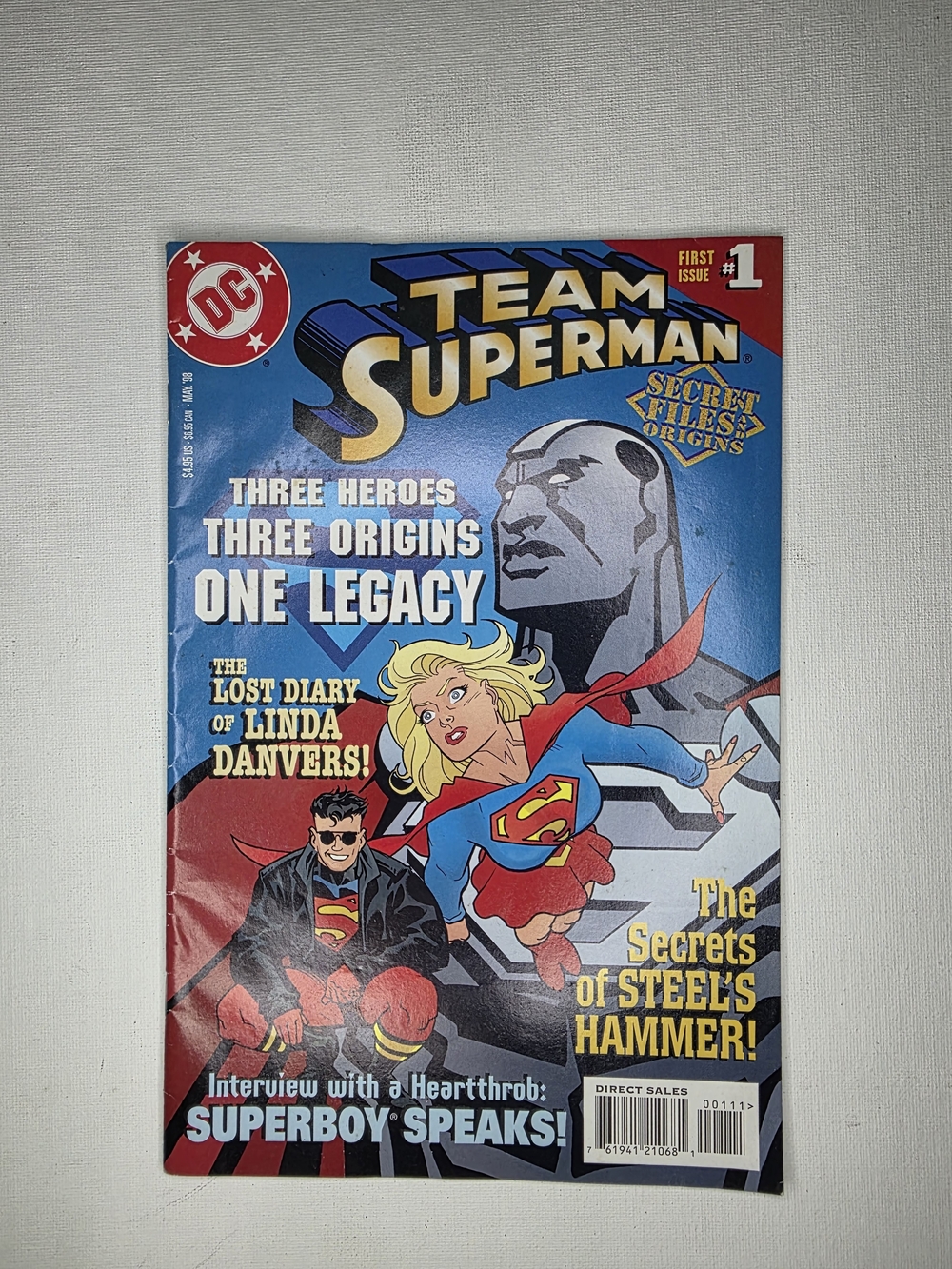 1999 DC Team Superman Comic Cover - Blue, Red & Yellow Artwork